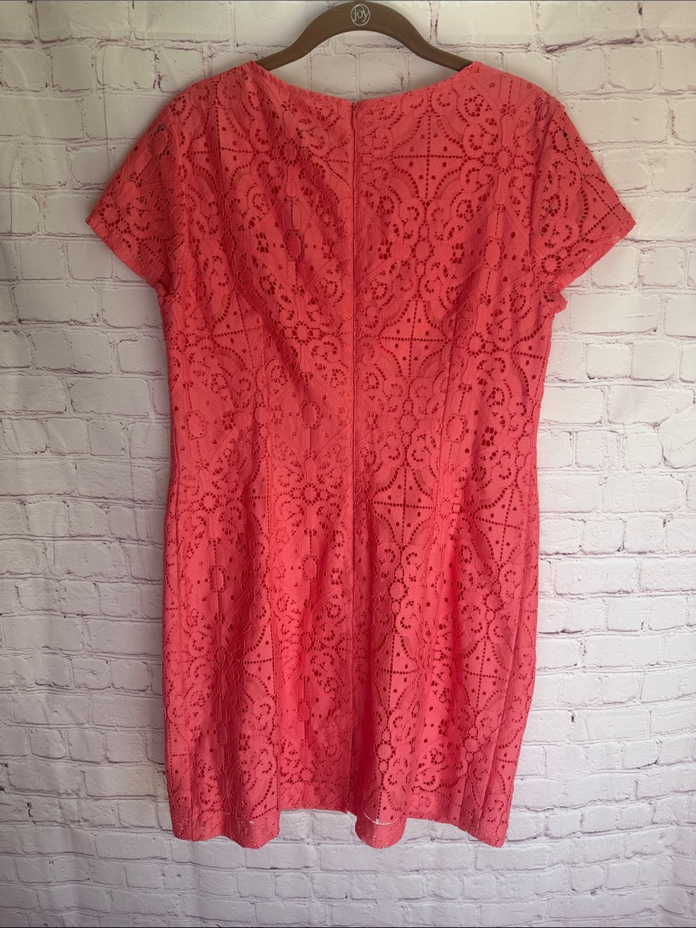 Banana Republic Coral Eyelet Lace Shift Dress Woman’s Size 10 Petite - Picture 5 of 5